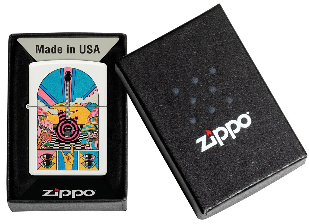 Zippo 46167, Guitar-Music Lover's Dream Design, White Matte Lighter, NEW
