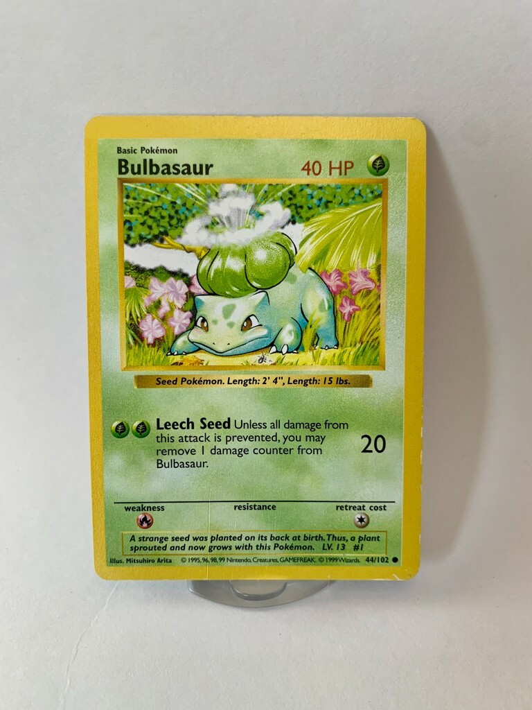 Bulbasaur	44/102	Base Set	SHADOWLESS	1999	WOTC		Common	LP/NM