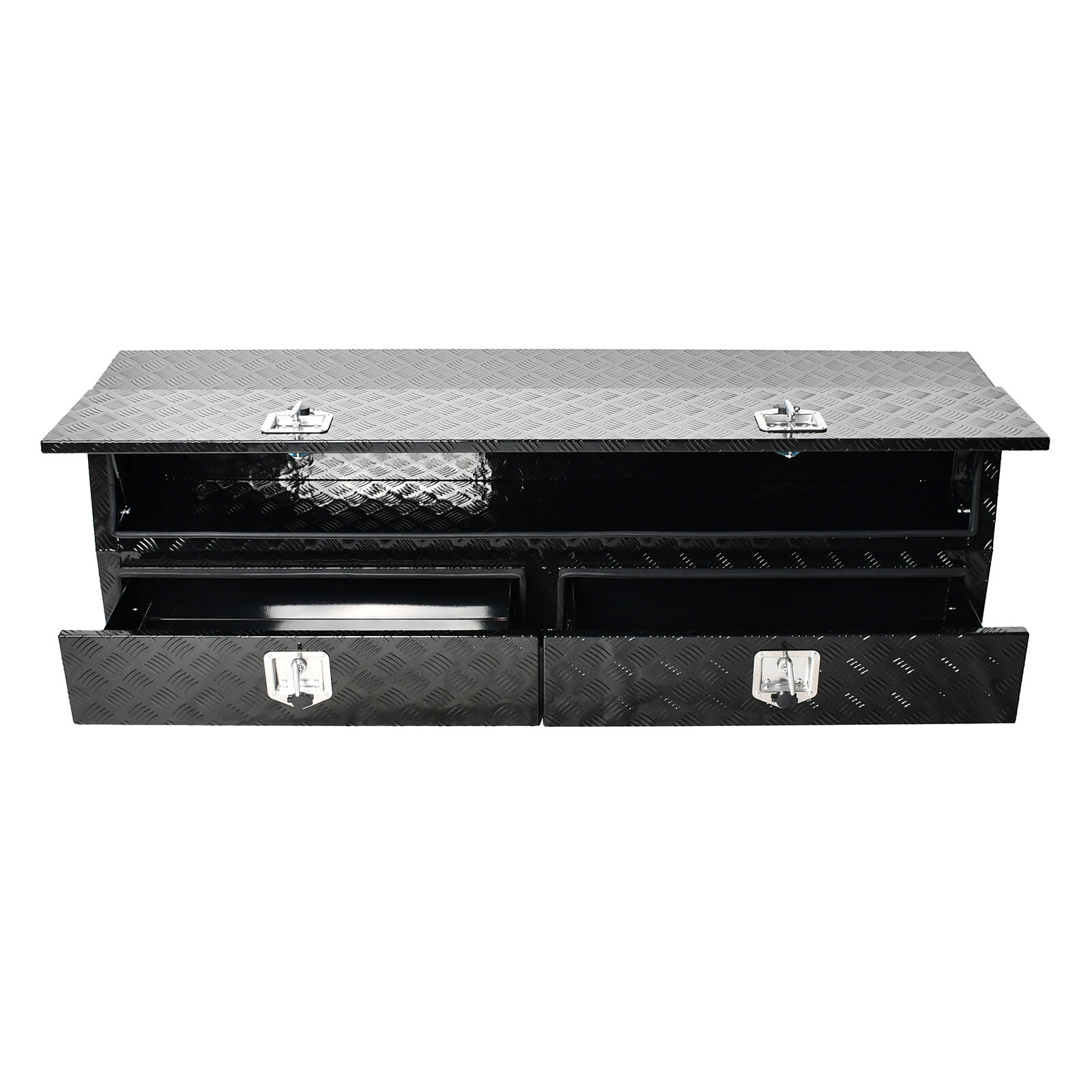 72 Inch Aluminum Contractor Truck Tool Box w/ 2 Lower Drawers Storage Toolbox
