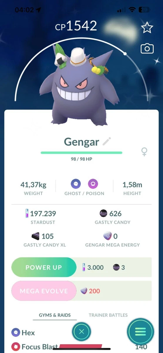 Pokémon Go Shiny Gengar wearing a Tricks & Treats costume - mini act PTC