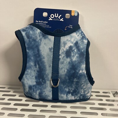 Youly Cat Pet Harness Set Blue 8-12in Neck 4 Ft Lead Thrill Seeker
