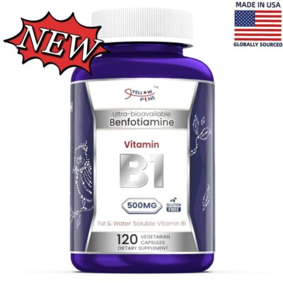 Benfotiamine 500mg - 120 Capsules Vitamin B1- Non-GMO & Gluten Free