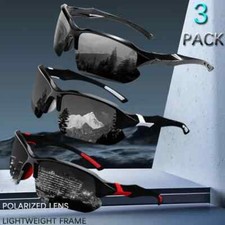 3 Pcs Stylish Polarized Sports Sunglasses Anti-Glare Lens, Comfortable Fit