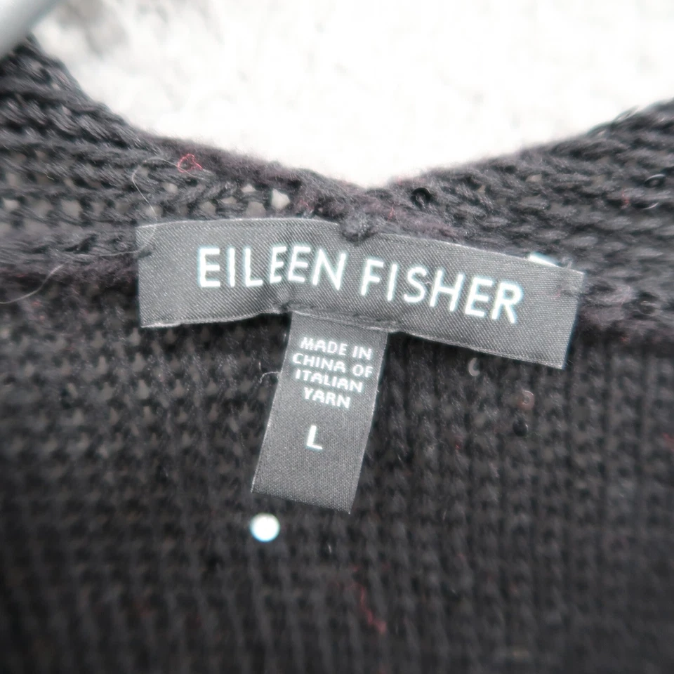 Eileen Fisher Top Womens Large Black Sleeveless Sequin Italian Yarn Cowl Neck - Image 3 of 4