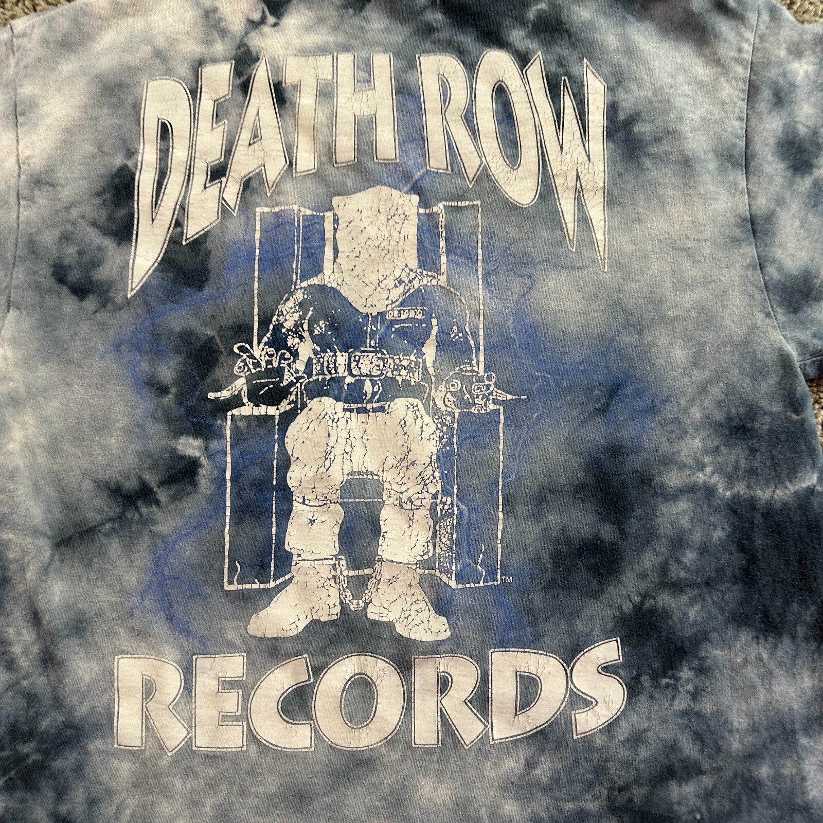 FILA Camicia Death Row Records uomo blu medio bianco tie dye etichetta hip hop ripple