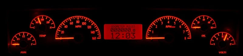 Dakota Digital 1969-76 Chevy Nova sistema de calibre analógico rojo plateado VHX-69C-NOV-S-R Foto 2 de 4