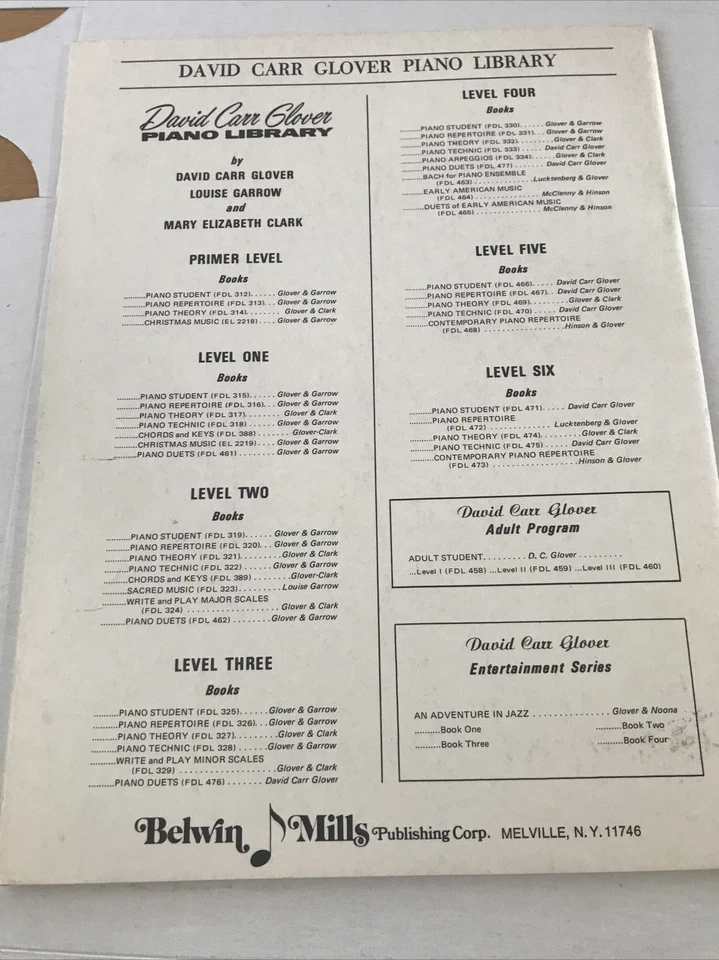 Piano Student Level One by David Carr Glover Sheet music 5C - Image 2 of 3