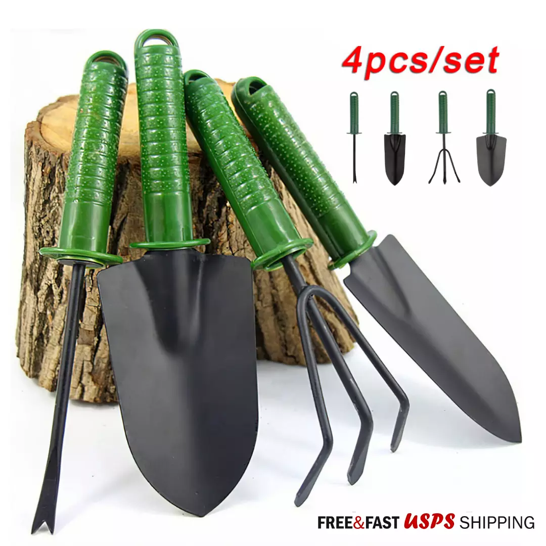 4pcs Garden Tools Set Trowel Rake Shovel Heavy Duty Metal Outdoor