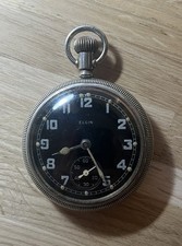 Vintage Elgin GSTP XX Military Issued 7 Jewels Pocket Watch Spares or Repair