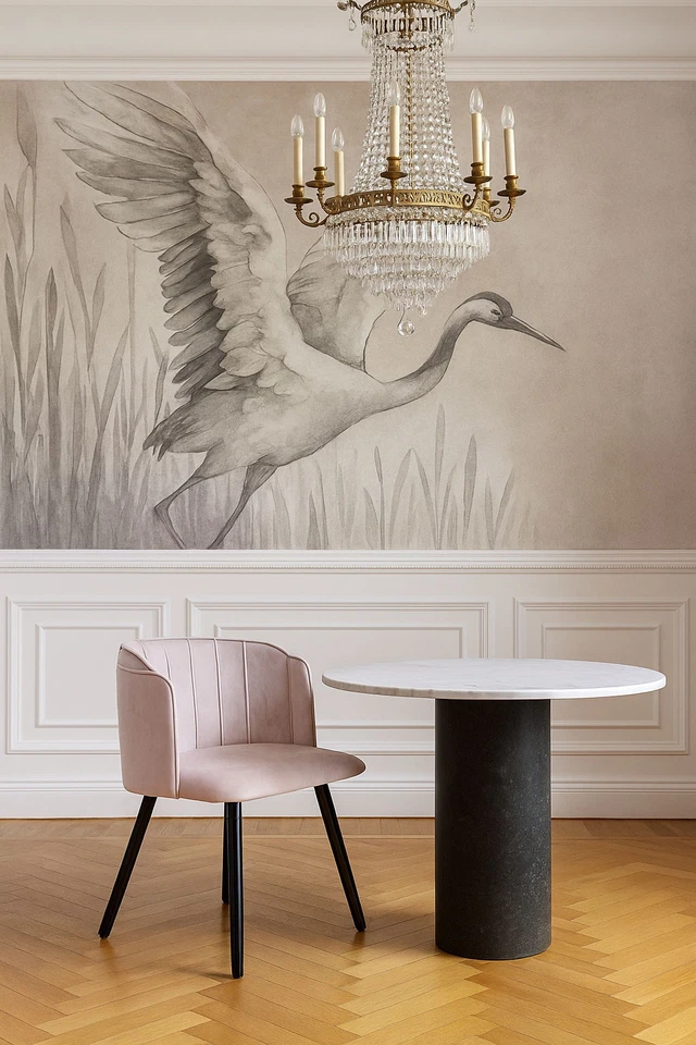 Esszimmerstuhl Rosa Samt Villa Glamour Polsterstuhl 80 cm Boudoir Designstuhl - Bild 2 von 4