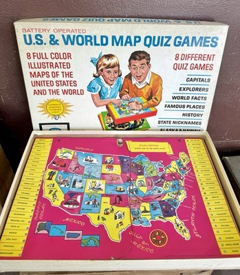 Vintage 1950s Jacmar Battery Operated U.S. & World Map Quiz Game - Works! Nice!