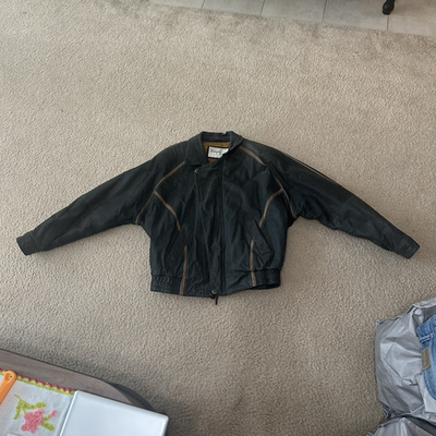 #ad VINTAGE Cougar International Men#x27;s Black REAL Leather Jacket SIZE LARGE $80.00