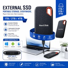 128TB External SSD USB-C Hard Drive Fast Storage PC Mac Cell Phone Videos Gift