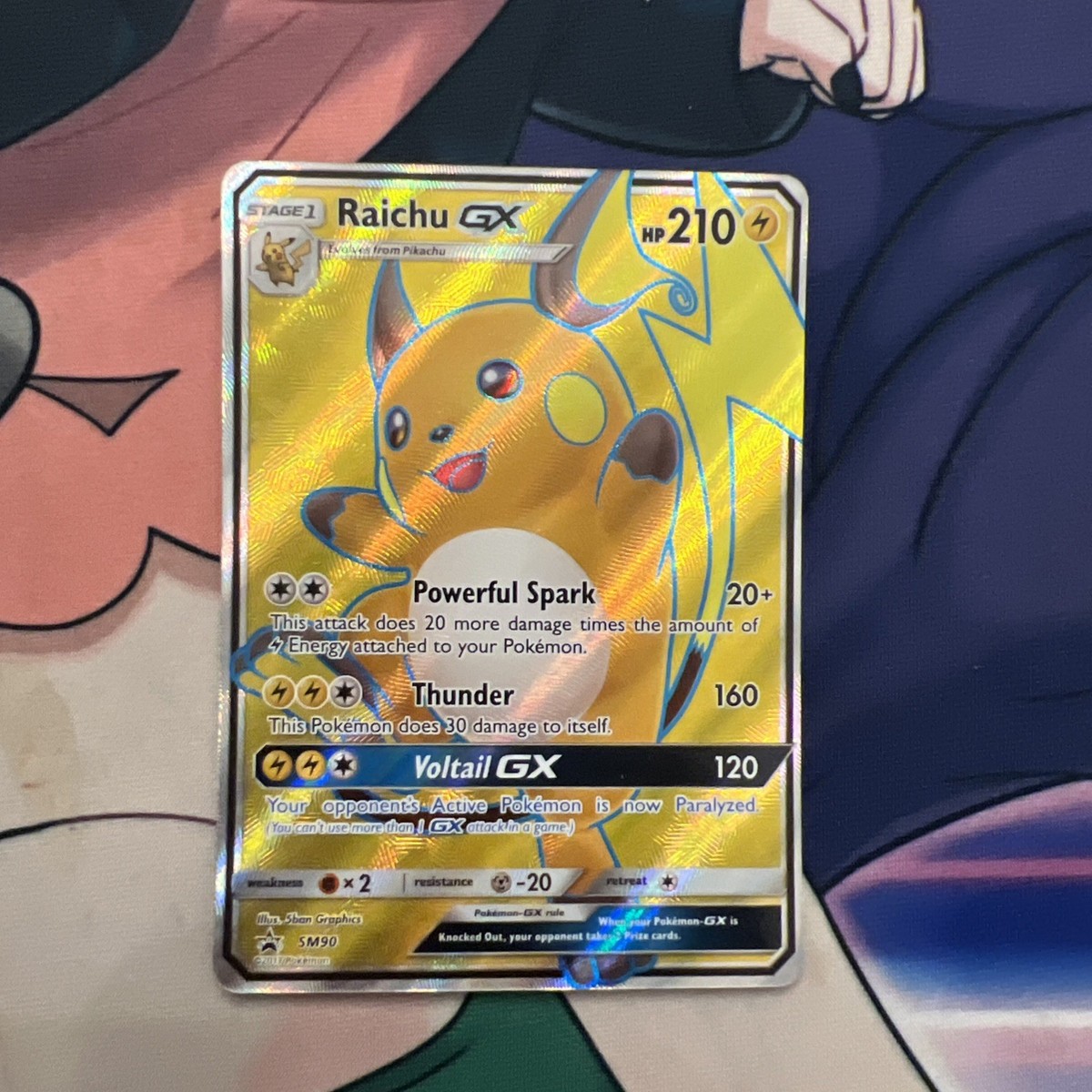2017 Pokemon TCG Raichu GX SM90 Full Art Holo Ultra Rare Black