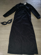 girls black witch Halloween gown dress costume eye mask size 4T pretend play