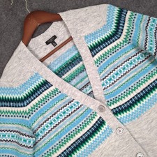 Talbots Petite Medium Fair Isle Knit Button F...