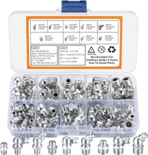 MUZHUPGUZ 60 Pcs Metric Grease Fittings Kit,Hydraulic Grease Zerk Assortment ...