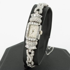 As-Is Longines Art Deco 14KWG Diamond Cocktail 14mm Manual Watch #W285114-1