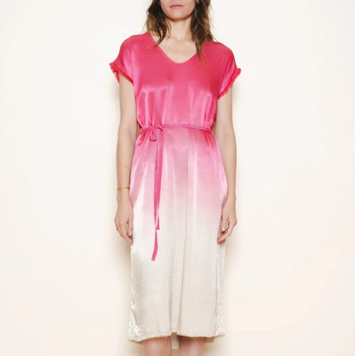 RAQUEL ALLEGRA Dante Ombre Cerise Dipped Pebble Satin Dress Shopbop 0 XS $450