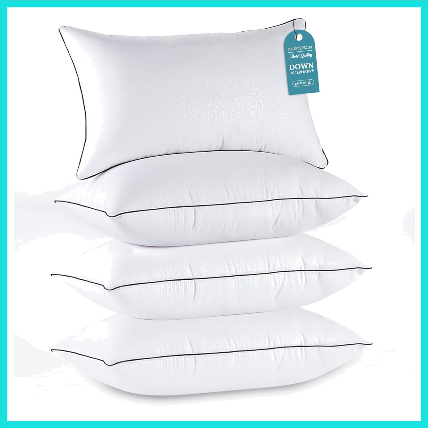 Queen Size Set Of 4, Luxury Hotel Bed Pillows Set With Down 
