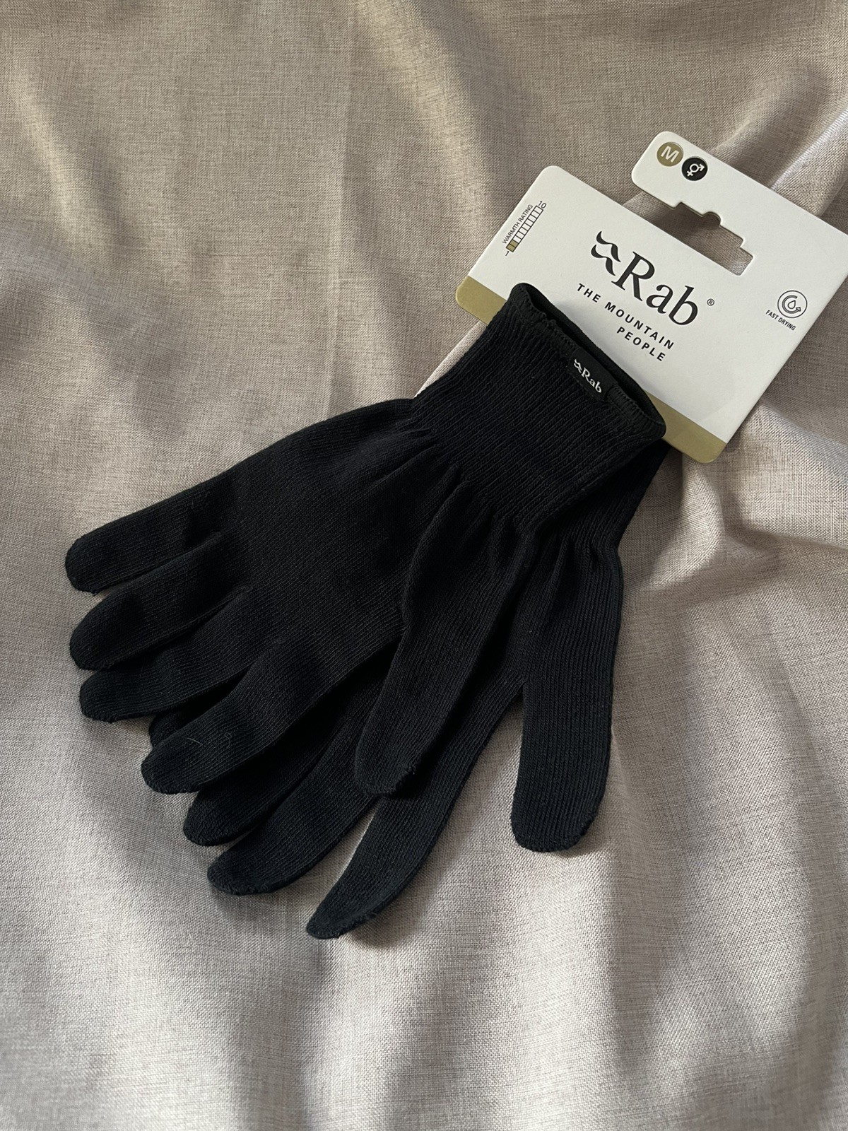 Guantes Rab Unisex Elásticos Tejidos Negros Medianos NUEVO Con Etiquetas