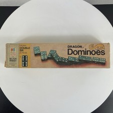 Dragon Dominoes Halsam Double Six Wooden 1970 Milton Bradley 28 Pieces 4130