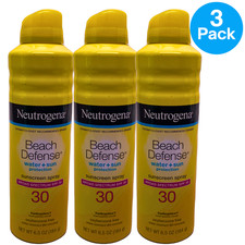 Neutrogena Beach Sunscreen Spray Broad Spectrum SPF 30 3 Pack Exp 01/27