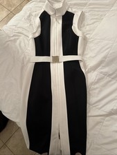NWT Tommy Hilfiger Black And White Zip Knee Length Dress