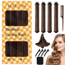 Overnight Heatless Hair Curler- 4 Piece Set- Jumbo Heatless Curls- Satin Flex...