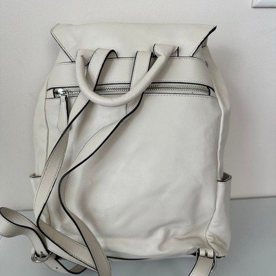Vera Bradley Off White Vegan Faux Leather Drawstring Backpack Daily Tote Bag Vera Bradley Vegan Faux Leather Off White Drawstring  main image 3