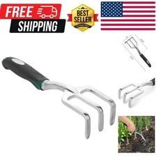 Effortless Weeding with 3-Prong Black Mini Hand Rake - Garden Essential Tool