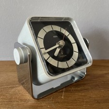 AEG Vintage Megaquarz  Uhr Edelstahl Space Age DESIGN Tischuhr 70ies -l&auml;uft