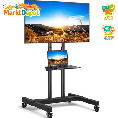 TV Ständer mit Rollen, höhenverstellbar für 32-80 Zoll Fernseher