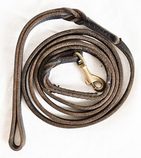 Leather Dog Leash Vintage 76" X 3/8" Braided Ends Brass Snap