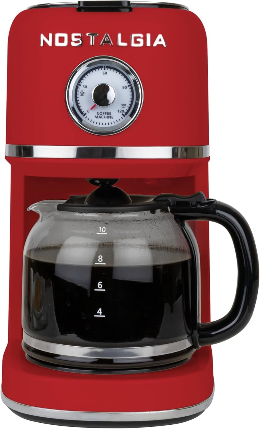 Classic Retro Drip Coffee Machine - Auto Shutoff & Anti-Drip, Red