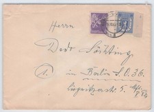 SBZ Nr. 6 Randst&uuml;ck mit Passerkreuz auf Brief BERLIN 16.10.45 371
