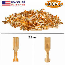 300PCS 0.11" 2.8mm Female Spade Crimp Terminals Wire Connectors Non Insulated