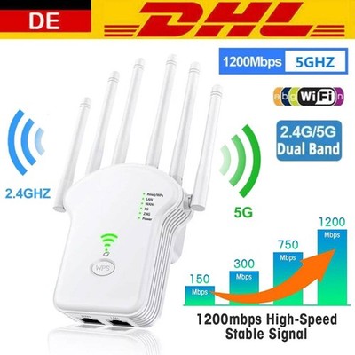 1200Mbit/s WLAN Repeater Router Range WiFi Wireless Signal Verstärker Booster DE