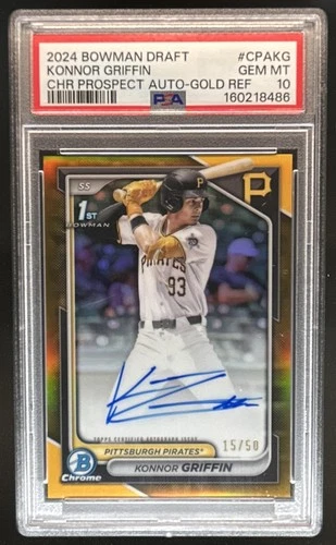 2024 Bowman Draft Konnor Griffin Chrome Auto Gold Refractor 1st #/50 PSA 10