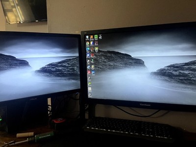 2 Working Monitors 27 and 24 Inch (With Cables) Asus And Veiwsonic