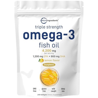 Omega 3 Fish Oil 240 Softgels - Lemon Flavor