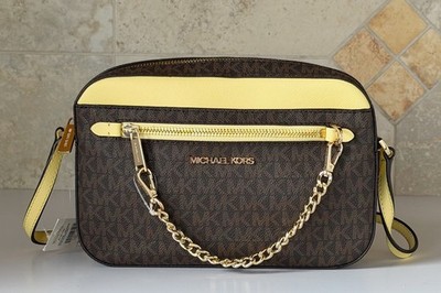 Michael Kors Jet Set Item East West Chain Crossbody Bag MK Brown Buttercup