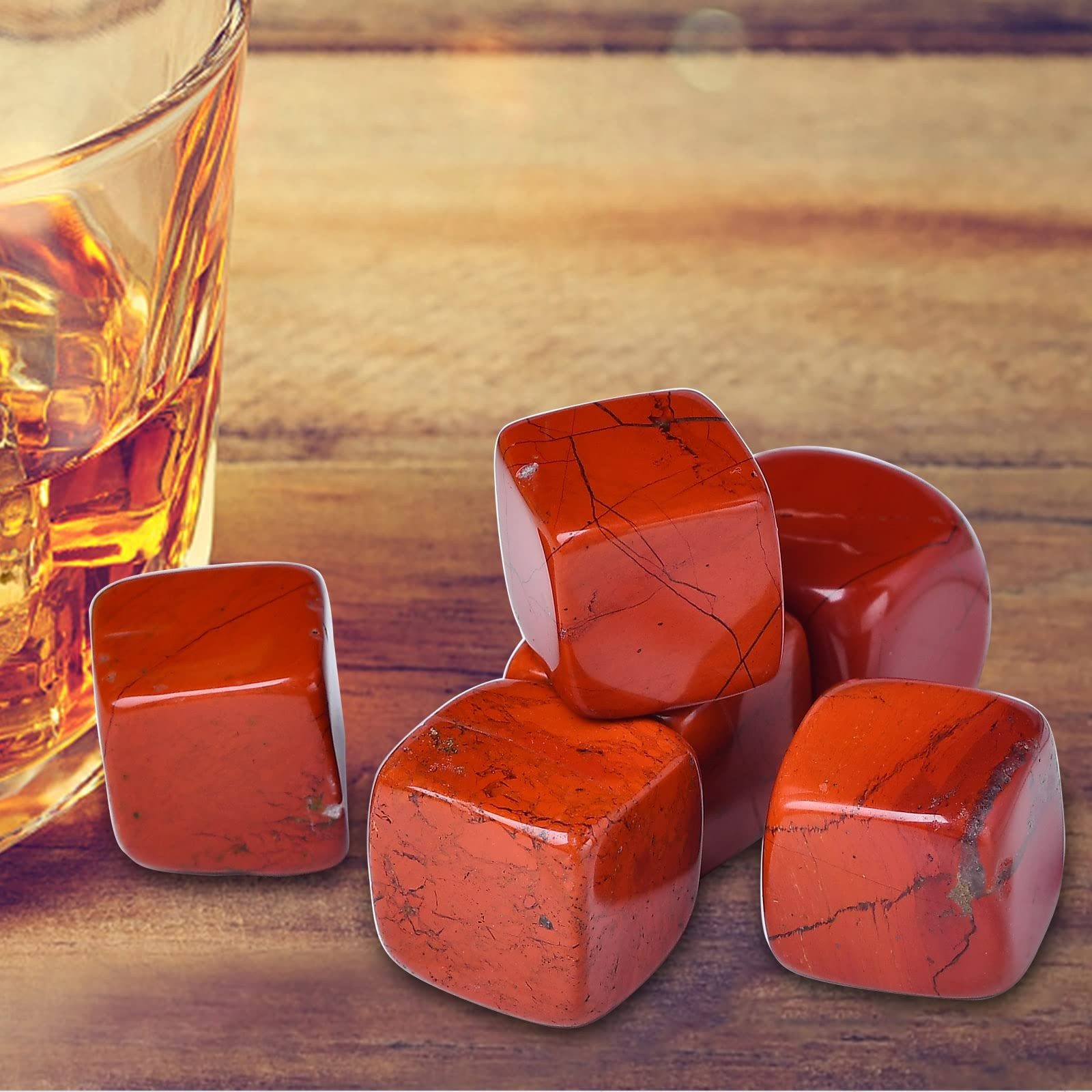 Whiskey Stones Red Jasper Chilling Crystal Ice Cubes for Dri