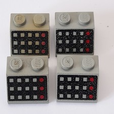 Lego 4x  Vintage Light Grey Slope 45 2 x 2 with 12 Buttons 3 Red Lamps on Black