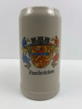 Vintage GERZ West Germany Beer Stein Zweibriicken Large Stoneware Mug 1 Liter