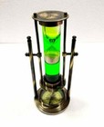Nautical Vintage 9" Brass Green Liquid 2 Minute Sand Timer Hourglass Decor Gift 