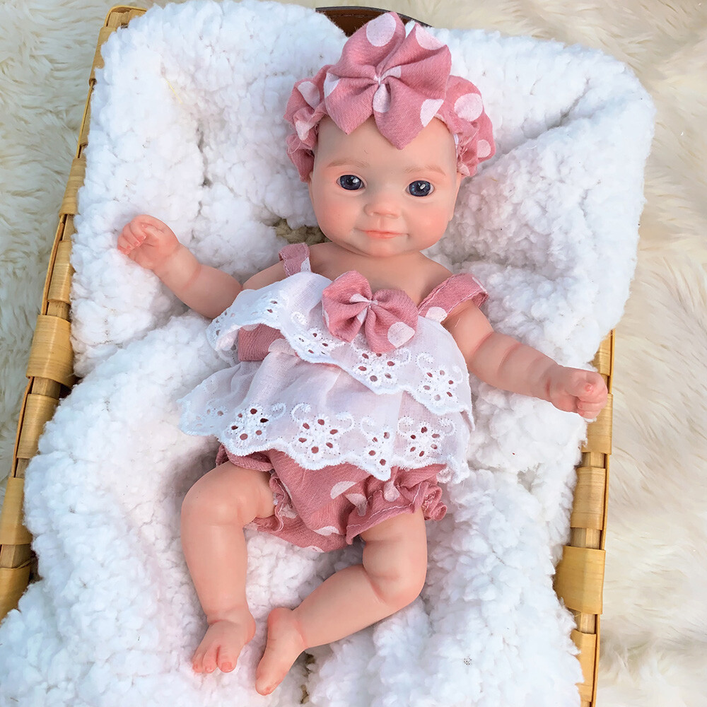 TERABITHIA 18" Soft Silicone Reborn Baby Girl Doll - Full Body Vinyl, Preemie Size, Anatomically Correct, Pink Floral Pants
