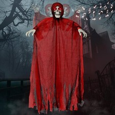Halloween 59" Red Skeleton Hanging Animated Decoration Sounds Motion Activation