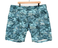 Aftco Cargo Shorts Mens 43 (Tag 42) Teal Camo Stretch Performance RIPSTOP Hybrid