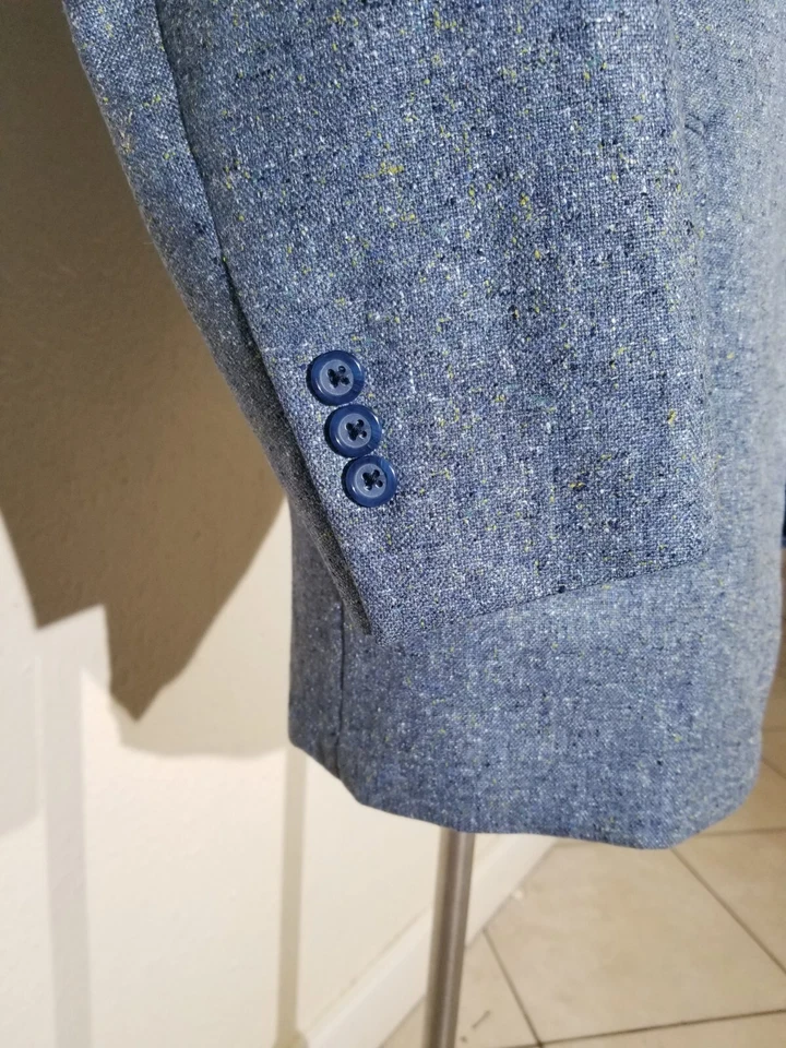 Chaqueta Blazer Abrigo Deportivo De Colección 44L Amarillo Azul Mancha Cuadros Lana SEDA. a. Banco Foto 4 de 4